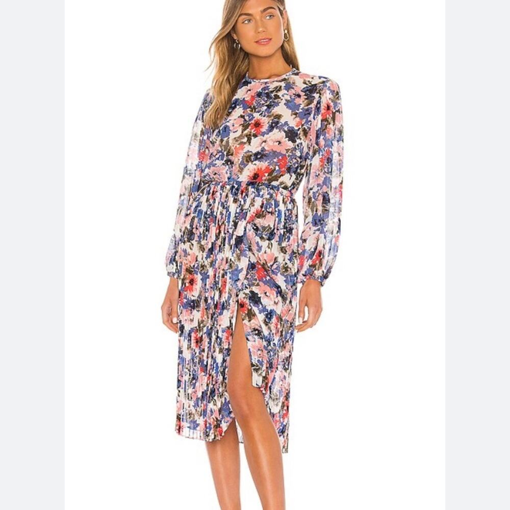 MISA Los Angeles Juliana Floral Pleated Midi Dress